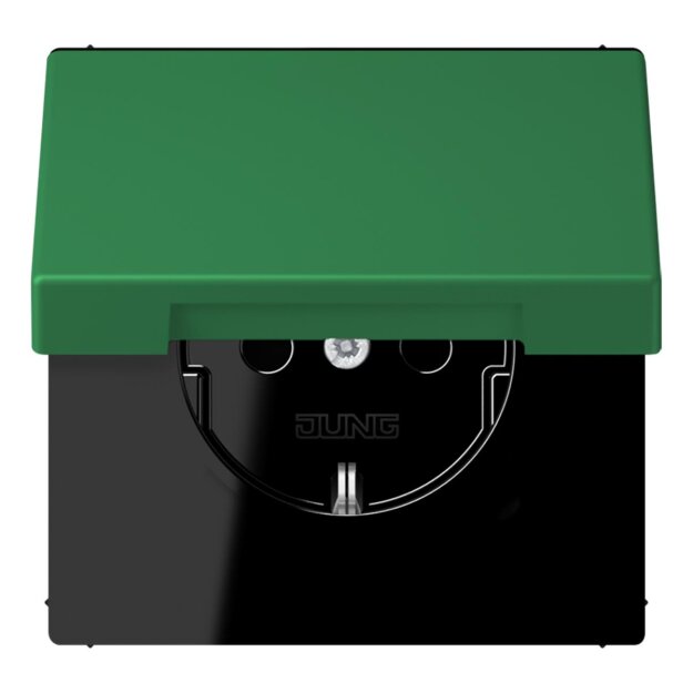 Jung LC1520BFKL219 SCHUKO-Steckdose mit Klappdeckel LC32050 (Thermoplast lackiert) Vert Foncé Les Couleurs® Le Corbusier