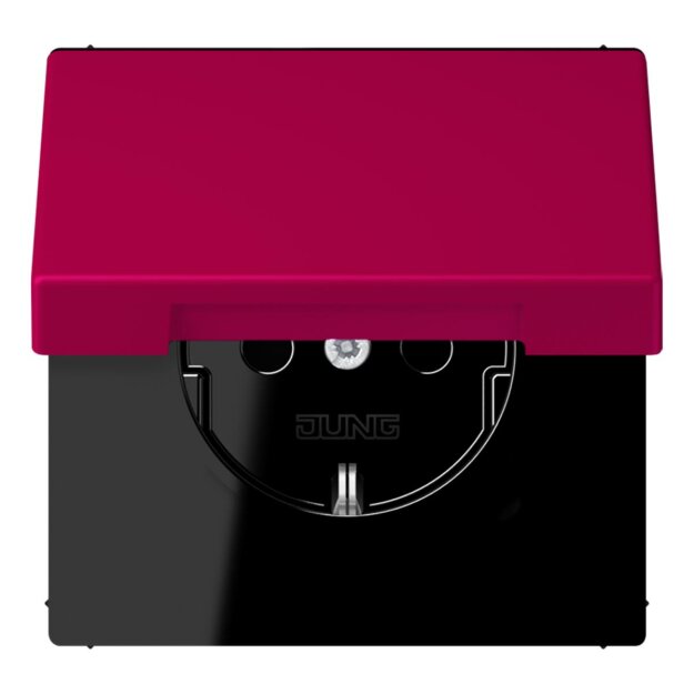 Jung LC1520BFKL230 SCHUKO-Steckdose mit Klappdeckel LC32101 (Thermoplast lackiert) Rouge Rubia Les Couleurs® Le Corbusier