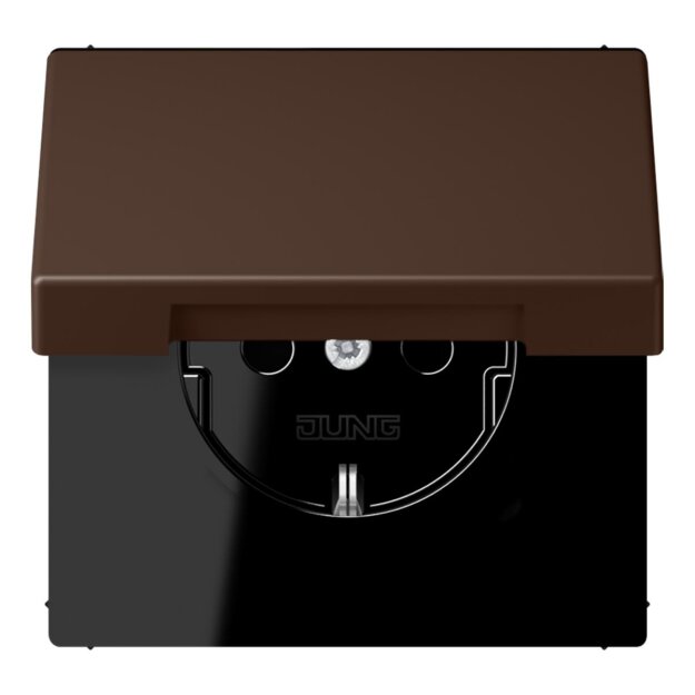 Jung LC1520BFKL239 SCHUKO-Steckdose mit Klappdeckel LC32130 (Thermoplast lackiert) Terre DOmbre Brûlée 31 Les Couleurs® Le Corbusier