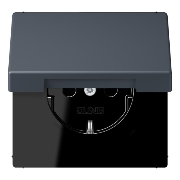 Jung LC1520BFKL262 SCHUKO-Steckdose mit Klappdeckel LC4320U (Thermoplast lackiert) Gris Fonce 59 Les Couleurs® Le Corbusier