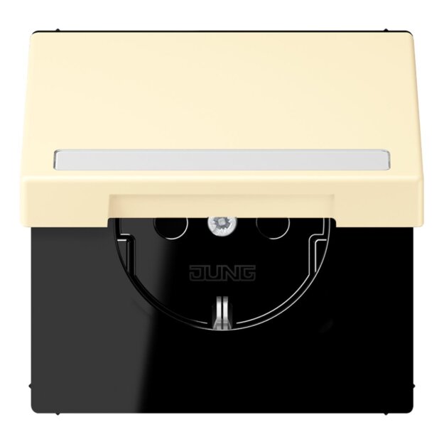 Jung LC1520BFNAKL201 SCHUKO-Steckdose Safety+ Klappdeckel mit Schriftfeld (Thermoplast lackiert) Blanc Les Couleurs® Le Corbusier