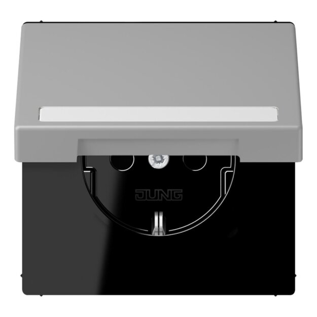 Jung LC1520BFNAKL204 SCHUKO-Steckdose Safety+ Klappdeckel mit Schriftfeld (Thermoplast lackiert) Gris Moyen Les Couleurs® Le Corbusier