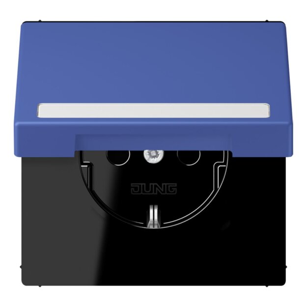 Jung LC1520BFNAKL206 SCHUKO-Steckdose Safety+ Klappdeckel mit Schriftfeld (Thermoplast lackiert) Bleu Outremer 31 Les Couleurs® Le Corbusier