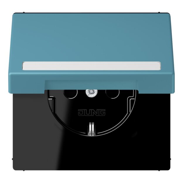 Jung LC1520BFNAKL212 SCHUKO-Steckdose Safety+ Klappdeckel mit Schriftfeld (Thermoplast lackiert) Céruléen Vif Les Couleurs® Le Corbusier