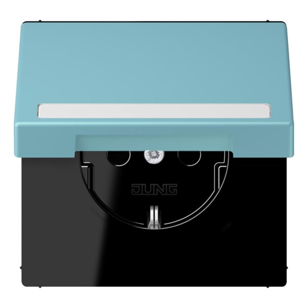 Jung LC1520BFNAKL213 SCHUKO-Steckdose Safety+ Klappdeckel mit Schriftfeld (Thermoplast lackiert) Céruléen Moyen Les Couleurs® Le Corbusier
