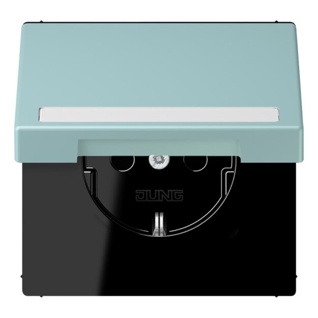 Jung LC1520BFNAKL214 SCHUKO-Steckdose Safety+ Klappdeckel mit Schriftfeld (Thermoplast lackiert) Céruléen Clair Les Couleurs® Le Corbusier