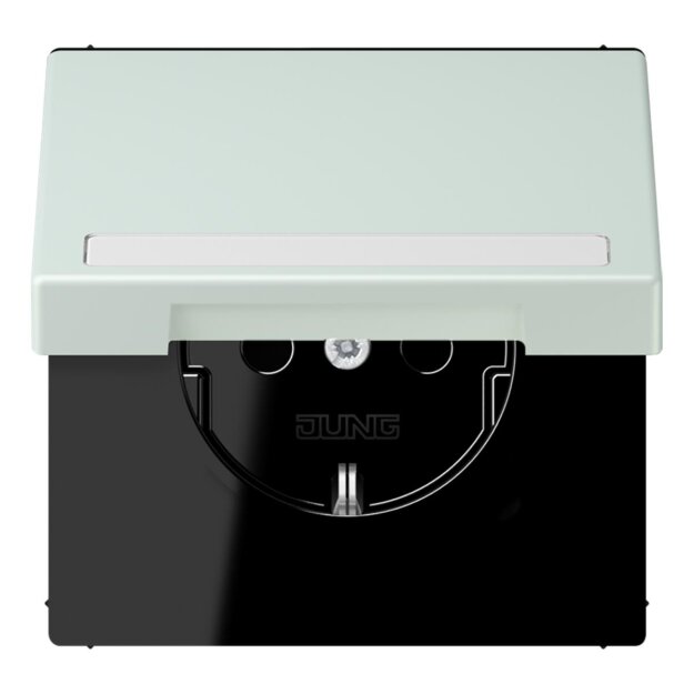 Jung LC1520BFNAKL215 SCHUKO-Steckdose Safety+ Klappdeckel mit Schriftfeld (Thermoplast lackiert) Céruléen Pale Les Couleurs® Le Corbusier