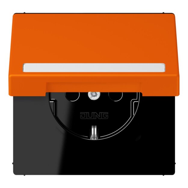 Jung LC1520BFNAKL224 SCHUKO-Steckdose Safety+ Klappdeckel mit Schriftfeld (Thermoplast lackiert) Orange Les Couleurs® Le Corbusier