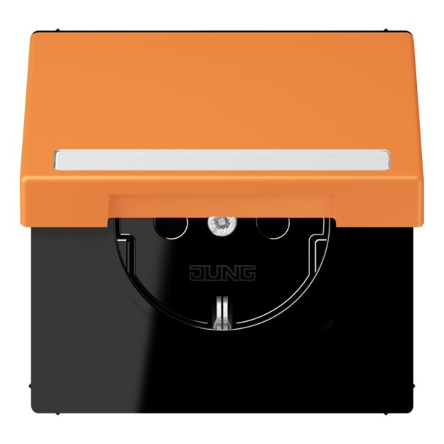 Jung LC1520BFNAKL225 SCHUKO-Steckdose Safety+ Klappdeckel mit Schriftfeld (Thermoplast lackiert) Orange Clair Les Couleurs® Le Corbusier