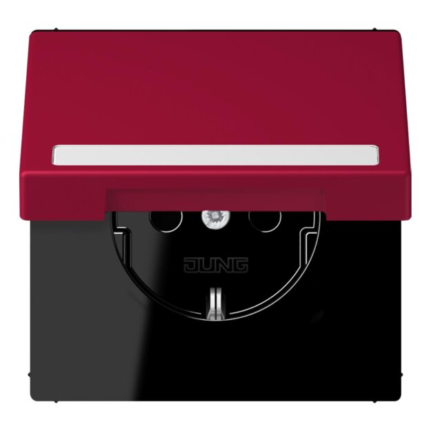 Jung LC1520BFNAKL229 SCHUKO-Steckdose Safety+ Klappdeckel mit Schriftfeld (Thermoplast lackiert) Rouge Carmin Les Couleurs® Le Corbusier