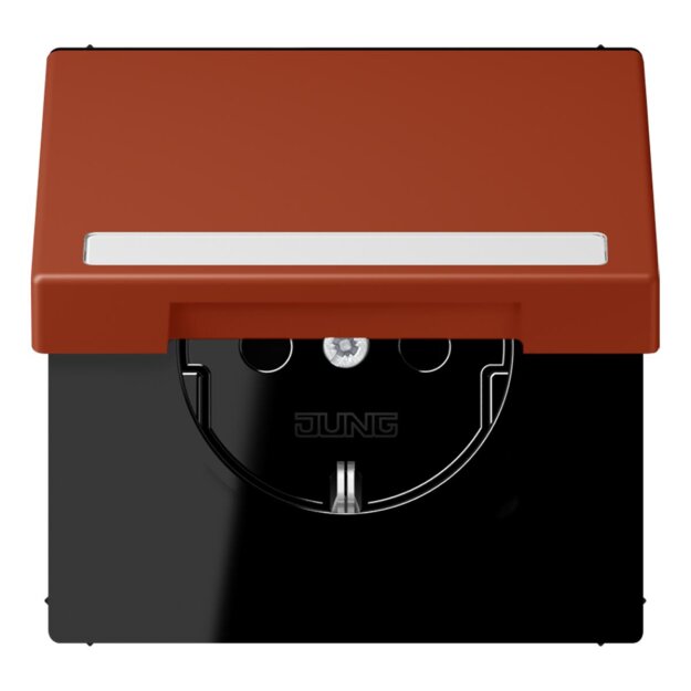 Jung LC1520BFNAKL232 SCHUKO-Steckdose Safety+ Klappdeckel mit Schriftfeld (Thermoplast lackiert) LOcre Rouge Les Couleurs® Le Corbusier