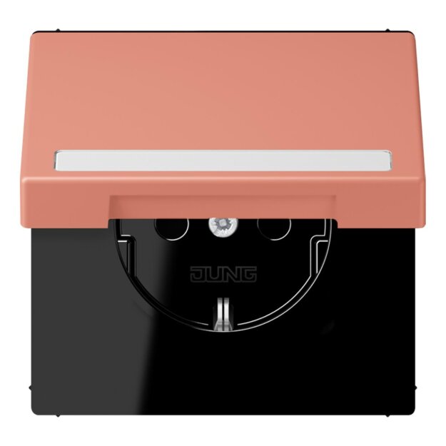 Jung LC1520BFNAKL233 SCHUKO-Steckdose Safety+ Klappdeckel mit Schriftfeld (Thermoplast lackiert) LOcre Rouge Moyen Les Couleurs® Le Corbusier