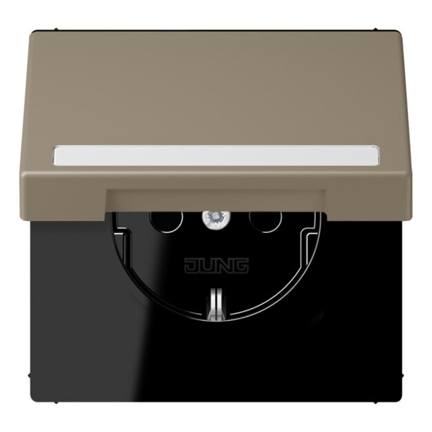 Jung LC1520BFNAKL242 SCHUKO-Steckdose Safety+ Klappdeckel mit Schriftfeld (Thermoplast lackiert) Ombre Naturelle Moyenne Les Couleurs® Le Corbusier