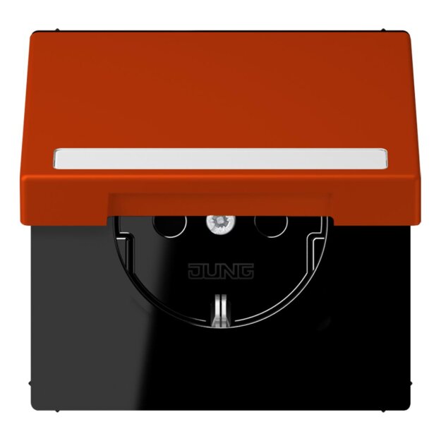 Jung LC1520BFNAKL244 SCHUKO-Steckdose Safety+ Klappdeckel mit Schriftfeld (Thermoplast lackiert) Rouge Vermillon 59 Les Couleurs® Le Corbusier