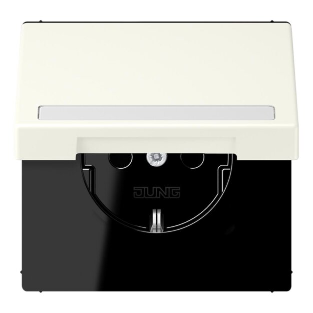 Jung LC1520BFNAKL245 SCHUKO-Steckdose Safety+ Klappdeckel mit Schriftfeld (Thermoplast lackiert) Blanc Ivoire Les Couleurs® Le Corbusier