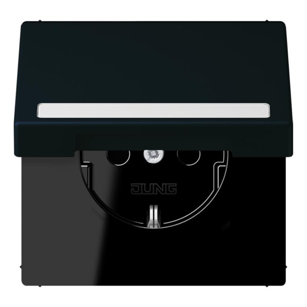 Jung LC1520BFNAKL248 SCHUKO-Steckdose Safety+ Klappdeckel mit Schriftfeld (Thermoplast lackiert) Noir DIvoire Les Couleurs® Le Corbusier