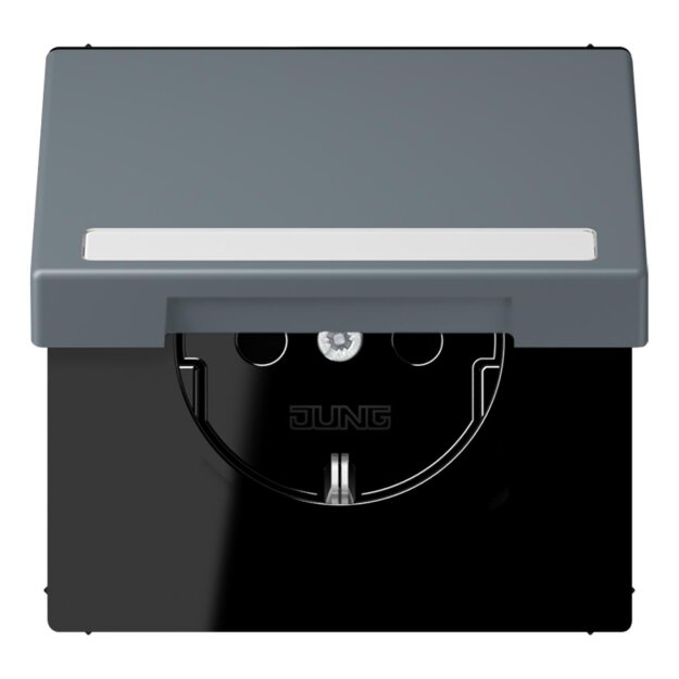 Jung LC1520BFNAKL251 SCHUKO-Steckdose Safety+ Klappdeckel mit Schriftfeld (Thermoplast lackiert) Gris 59 Les Couleurs® Le Corbusier