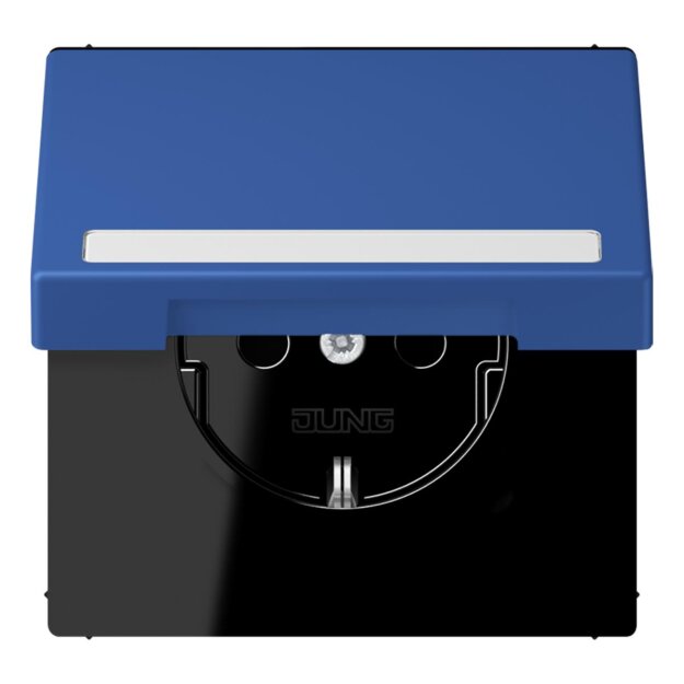 Jung LC1520BFNAKL253 SCHUKO-Steckdose Safety+ Klappdeckel mit Schriftfeld (Thermoplast lackiert) Bleu Outremer 59 Les Couleurs® Le Corbusier