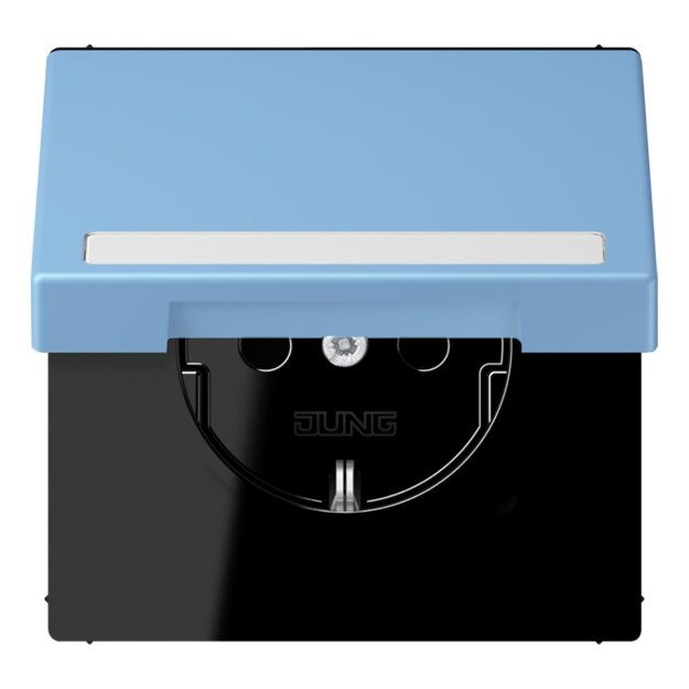 Jung LC1520BFNAKL256 SCHUKO-Steckdose Safety+ Klappdeckel mit Schriftfeld (Thermoplast lackiert) Bleu Céruléen 59 Les Couleurs® Le Corbusier