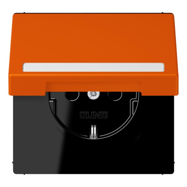 Jung LC1520BFNAKL260 SCHUKO-Steckdose Safety+ Klappdeckel mit Schriftfeld (Thermoplast lackiert) Orange Vif Les Couleurs® Le Corbusier