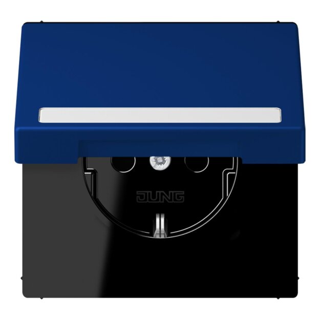 Jung LC1520BFNAKL261 SCHUKO-Steckdose Safety+ Klappdeckel mit Schriftfeld (Thermoplast lackiert) Bleu Outremer Foncé Les Couleurs® Le Corbusier