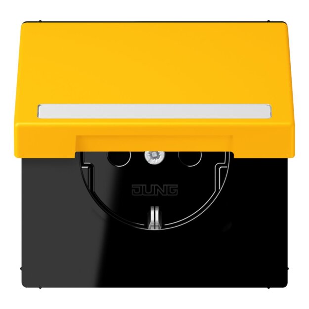 Jung LC1520BFNAKL263 SCHUKO-Steckdose Safety+ Klappdeckel mit Schriftfeld (Thermoplast lackiert) Le Jaune Vif Les Couleurs® Le Corbusier