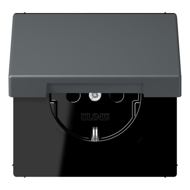 Jung LC1520NBFKL202 SCHUKO-Steckdose mit Klappdeckel LC32010 (Thermoplast lackiert) Gris Foncé 31 Les Couleurs® Le Corbusier