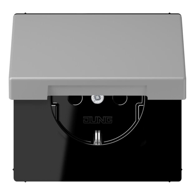 Jung LC1520NBFKL204 SCHUKO-Steckdose mit Klappdeckel LC32012 (Thermoplast lackiert) Gris Moyen Les Couleurs® Le Corbusier