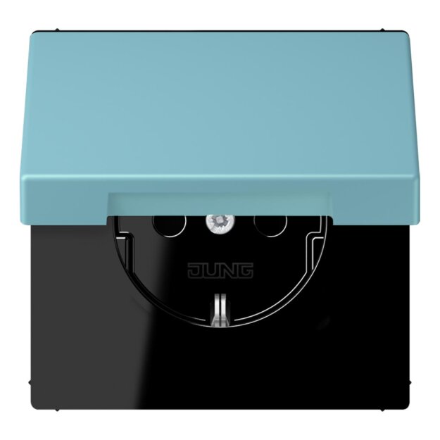 Jung LC1520NBFKL213 SCHUKO-Steckdose mit Klappdeckel LC32032 (Thermoplast lackiert) Céruléen Moyen Les Couleurs® Le Corbusier