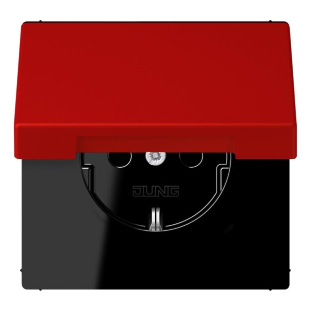 Jung LC1520NBFKL227 SCHUKO-Steckdose mit Klappdeckel LC32090 (Thermoplast lackiert) Rouge Vermillon 31 Les Couleurs® Le Corbusier