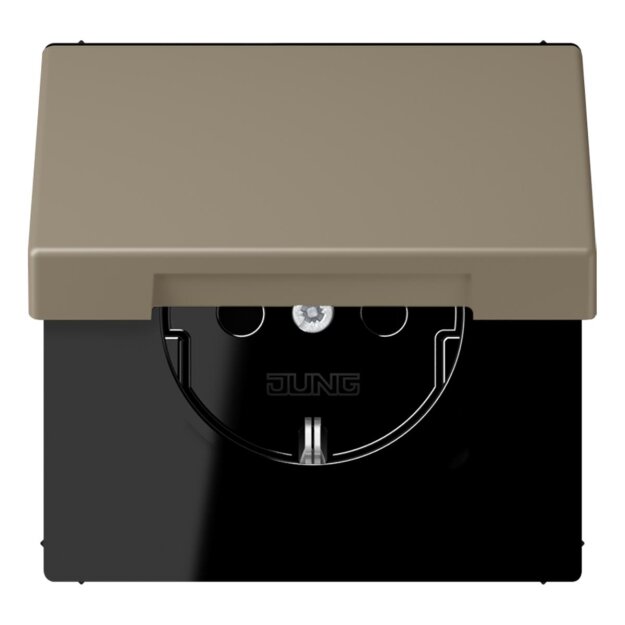 Jung LC1520NBFKL242 SCHUKO-Steckdose mit Klappdeckel LC32141 (Thermoplast lackiert) Ombre Naturelle Moyenne Les Couleurs® Le Corbusier