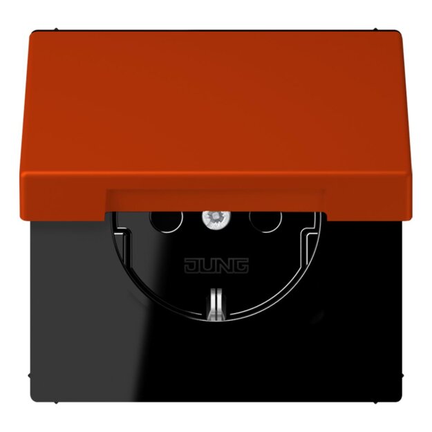 Jung LC1520NBFKL244 SCHUKO-Steckdose mit Klappdeckel LC4320A (Thermoplast lackiert) Rouge Vermillon 59 Les Couleurs® Le Corbusier