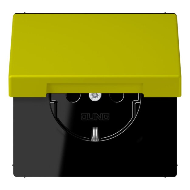 Jung LC1520NBFKL249 SCHUKO-Steckdose mit Klappdeckel LC4320F (Thermoplast lackiert) Vert Olive Vif Les Couleurs® Le Corbusier