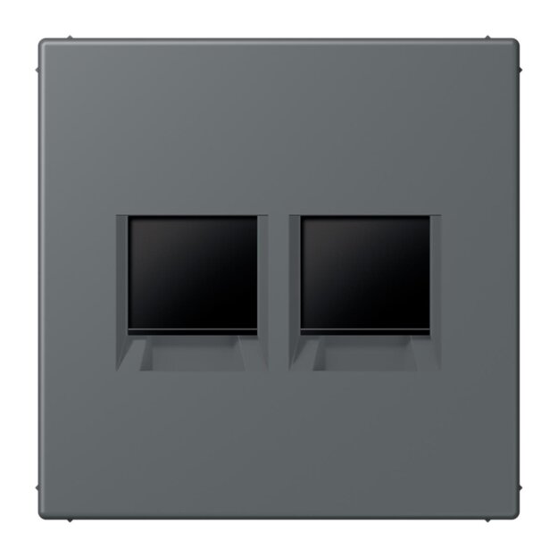 Jung LC1969-2WE202 Abdeckung (gerastet) für Modular-Jack-Steckbuchsen 2-fach (AMP, Radiall) (Thermoplast lackiert) Gris Foncé 31 Les Couleurs® Le Corbusier