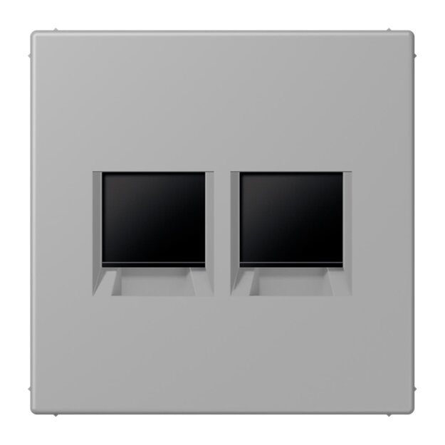 Jung LC1969-2WE204 Abdeckung (gerastet) für Modular-Jack-Steckbuchsen 2-fach (AMP, Radiall) (Thermoplast lackiert) Gris Moyen Les Couleurs® Le Corbusier