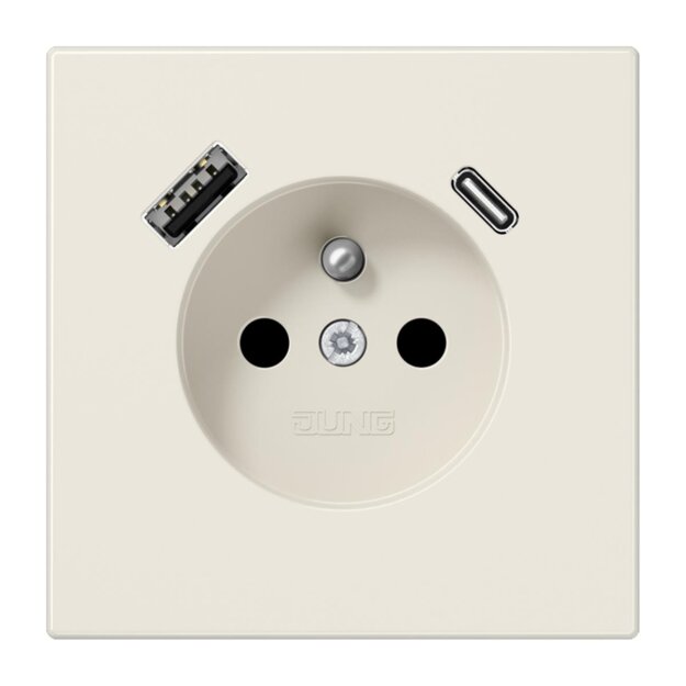 Jung LS1520F-15CA Steckdose französisch/belgisches System mit USB-Ladegerät Safety+ Typ AC Thermoplast Weiß