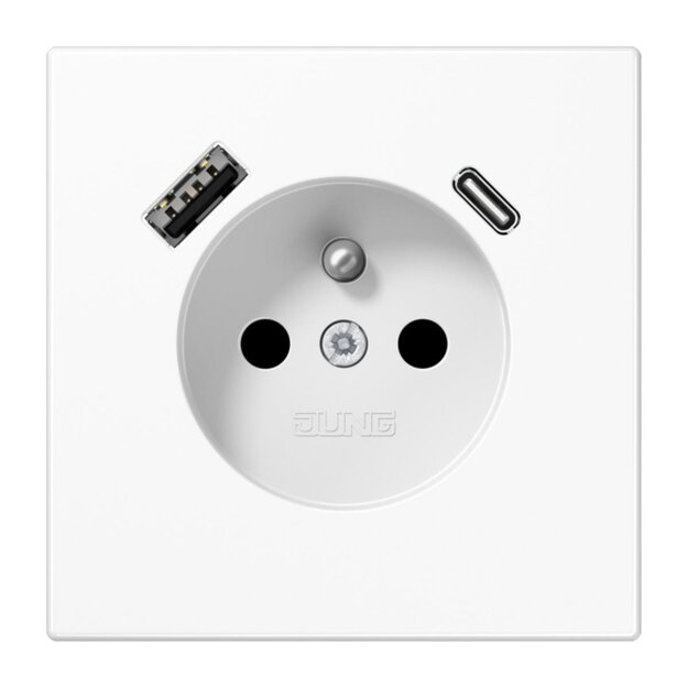 Jung LS1520F-15CAWW Steckdose französisch/belgisches System mit USB-Ladegerät Safety+ Typ AC Thermoplast Alpinweiß