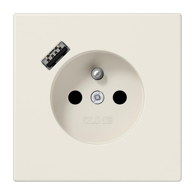 Jung LS1520F-18A Steckdose französisch/belgisches System mit USB-Ladegerät Safety+ Typ A Thermoplast Weiß