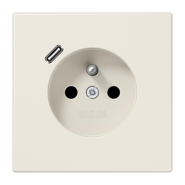 Jung LS1520F-18C Steckdose französisch/belgisches System mit USB-Ladegerät Safety+ Typ C Thermoplast Weiß