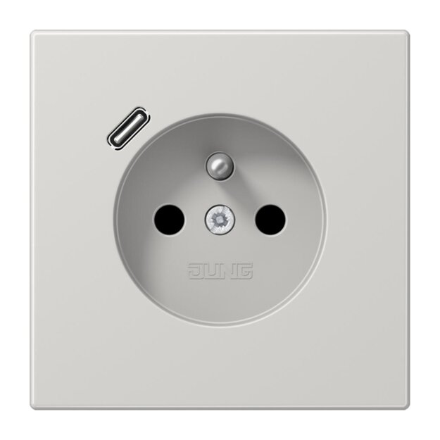 Jung LS1520F-18CLG Steckdose französisch/belgisches System mit USB-Ladegerät Safety+ Typ C Thermoplast Lightgrau