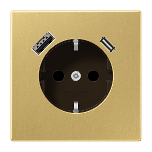 Jung ME1520-15CAC SCHUKO-Steckdose mit USB-Ladegerät Safety+ Typ AC Messing Messing classic