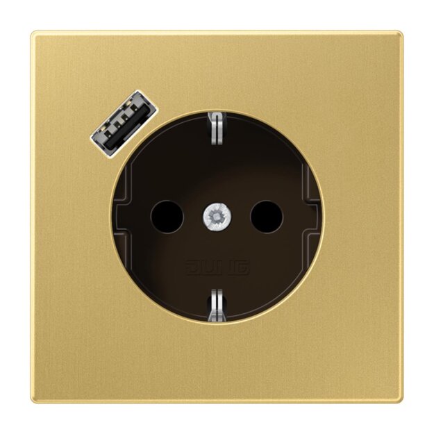 Jung ME1520-18AC SCHUKO-Steckdose mit USB-Ladegerät Safety+ Typ A Messing Messing classic