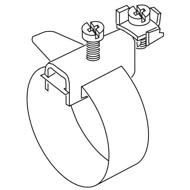 Kleinhuis 37/6 Erdungs-Bandschelle längs/ quer,Bandlänge 582mm für Rohr-Ø 17,5-165mm Messing vernickelt