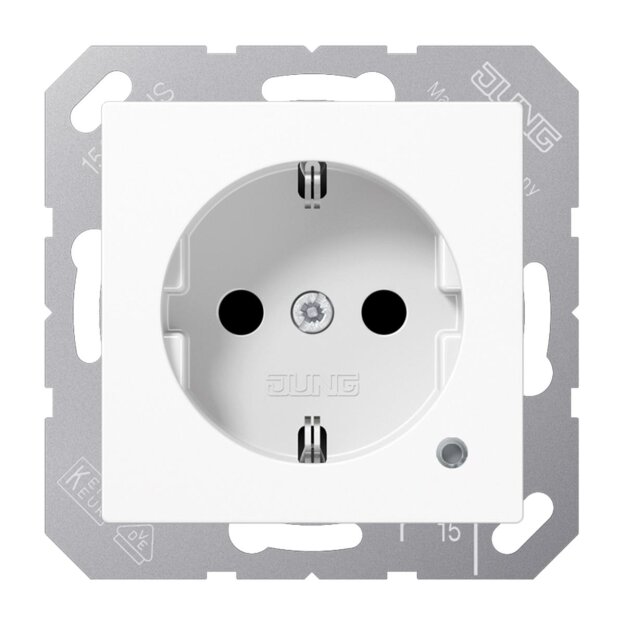 Jung SPA1520KOWW SCHUKO-Steckdose Safety+ mit Funktionsanzeige Duroplast antimikrobiell Alpinweiß