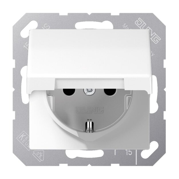 Jung SPAS1520KIKLWW SCHUKO-Steckdose Safety+ mit Klappdeckel Duroplast antimikrobiell Alpinweiß