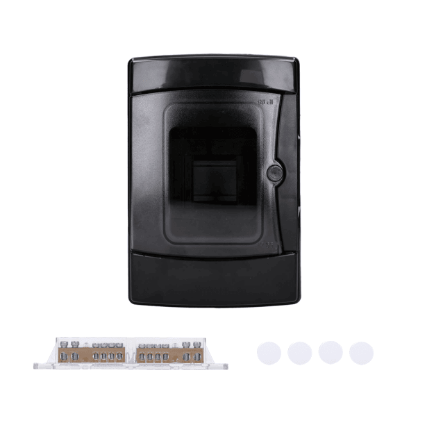 Voxura Aufputz Feuchtraum Verteiler 1-reihig IP65 2-4 Module schwarz Tür transparent