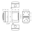 Voxura Aufputz Feuchtraum Verteiler 1-reihig IP65 2-4 Module schwarz Tür transparent
