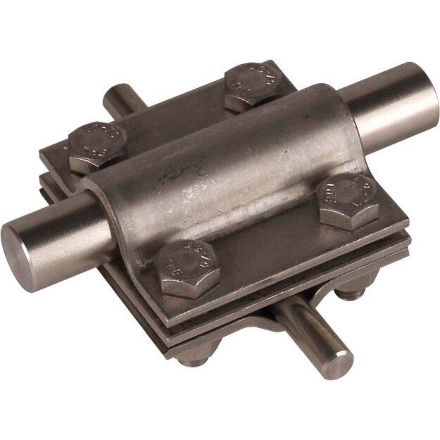 Dehn 319219 Kreuzstück NIRO (V4A) für Rd 8-10/16mm - Rd 16/Fl 30mm mit Zwischenplatte atte KS 8.10 16 FL30 ZP V4A