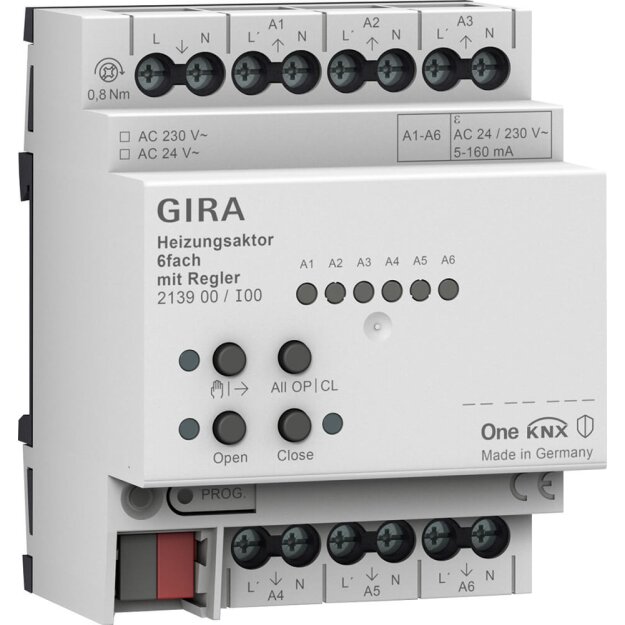 Gira 213900 Heizungsaktor 6-fach Regler für One / KNX