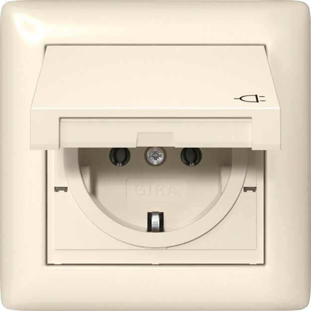 Gira 415701 SCHUKO-Steckdose mit Klappdeckel + Set IP44 + Rahmen 1-fach Standard 55 Cremeweiß